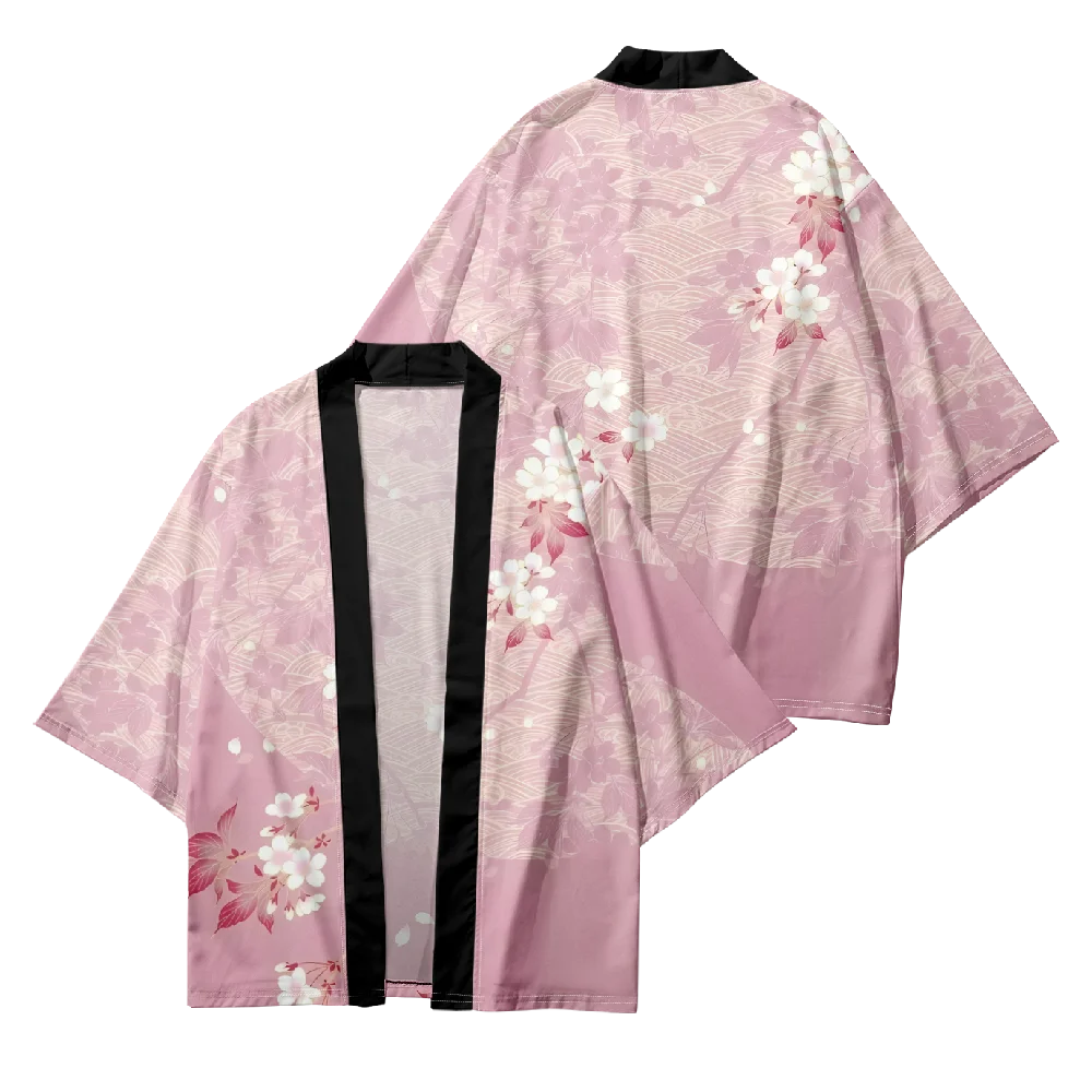 2025 verão flor impressão feminina rosa haori japonês quimono moda cardigan robe para cosplay streetwear topos plus size yukata