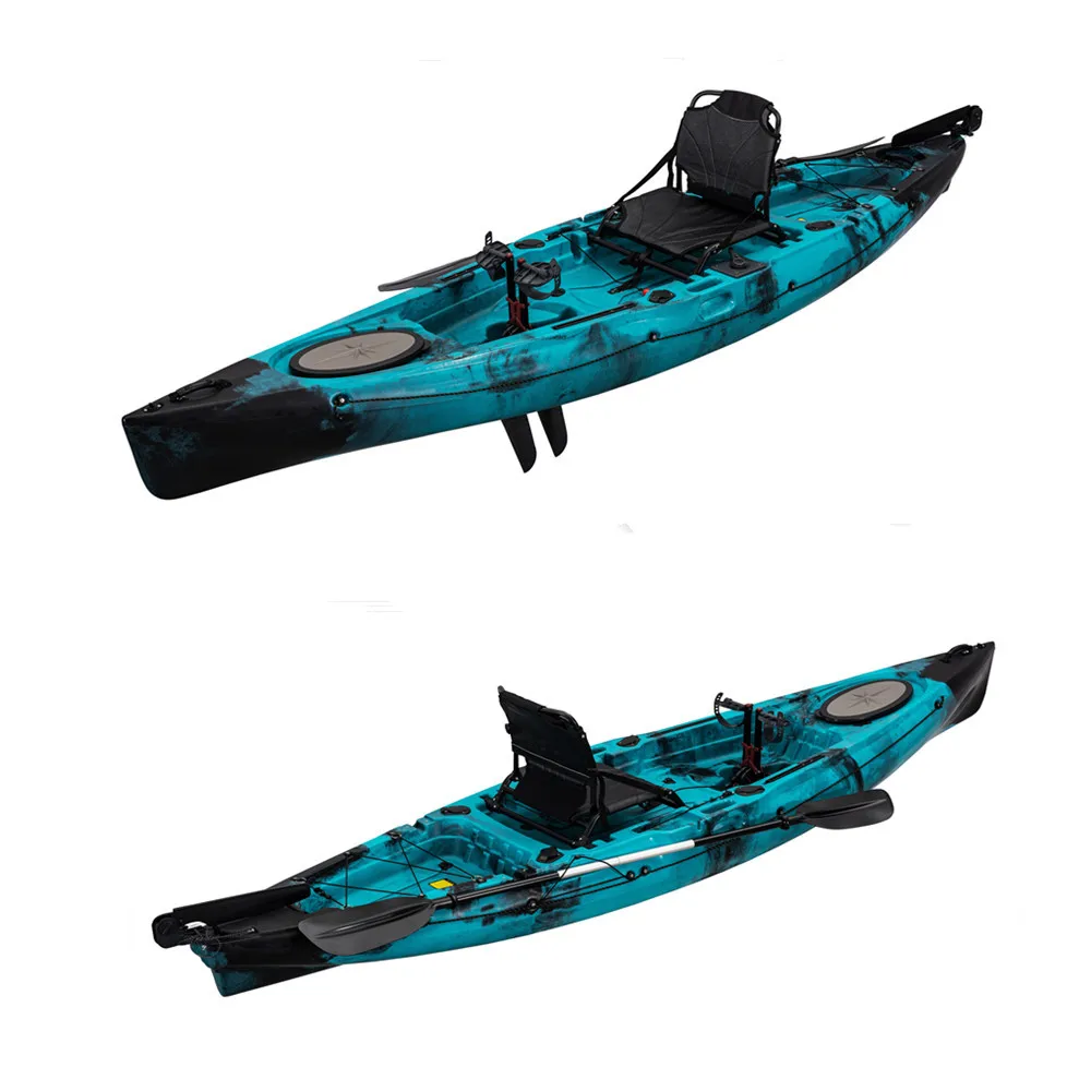 

LSF 3.7m 13ft Single 1 Paddler Plastic PE Fishing Boat Canoe Kayak Fin Flat Pedal for Ocean Water and Offshore