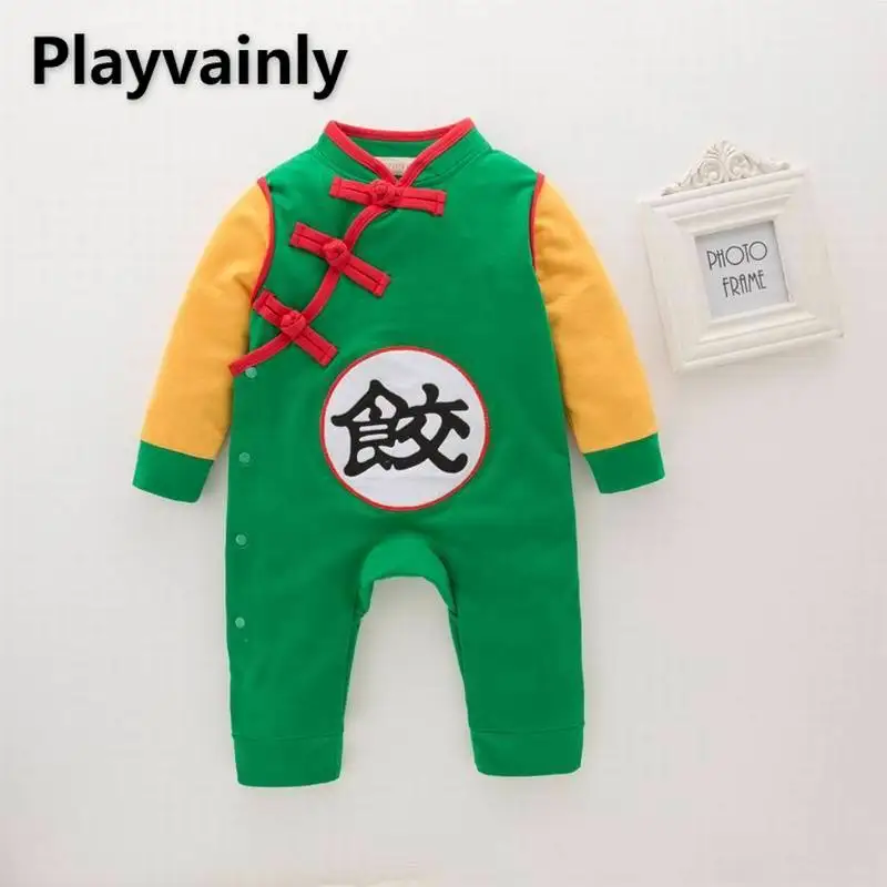 New Spring Autumn Toddler Boy Jumpsuit Chinese Style Collar Long Sleeve Romper Infant Newborn Outgoing Crawling Clothing E12391