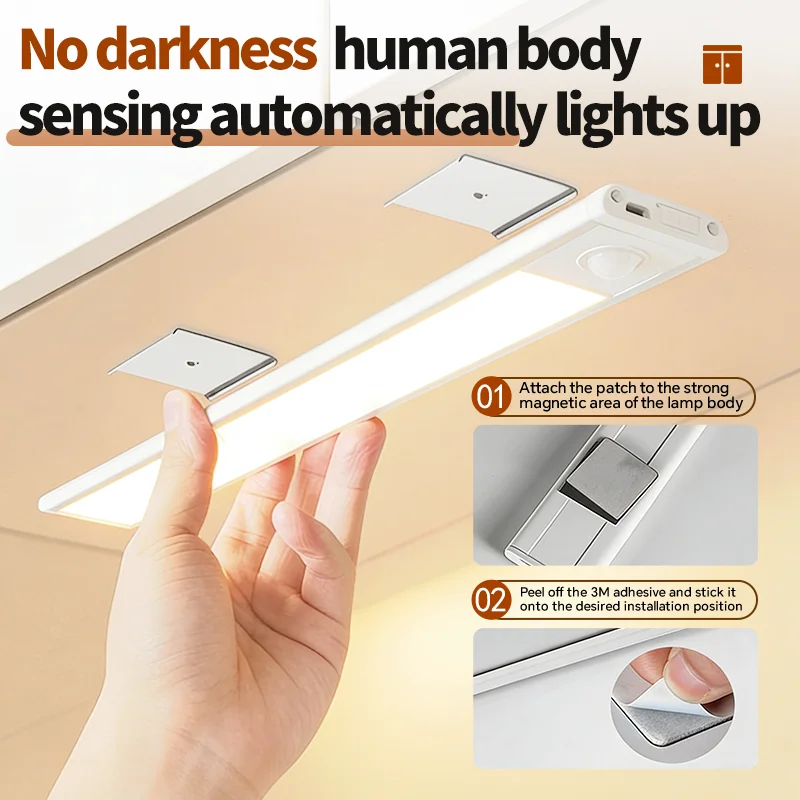 

5V Wiring-Free Rechargeable LED Human Sensor Light Strip Ready-to-Install Cabinet Wardrobe Smart Lighting Charging Light