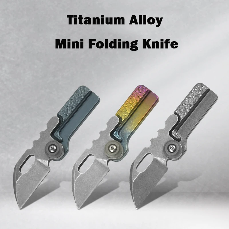 CNC Titanium Alloy Folding Knife S35VN Steel Blade Pendant Pocket Paring Knife Outdoor EDC Self-defense Tool Express Box Knife