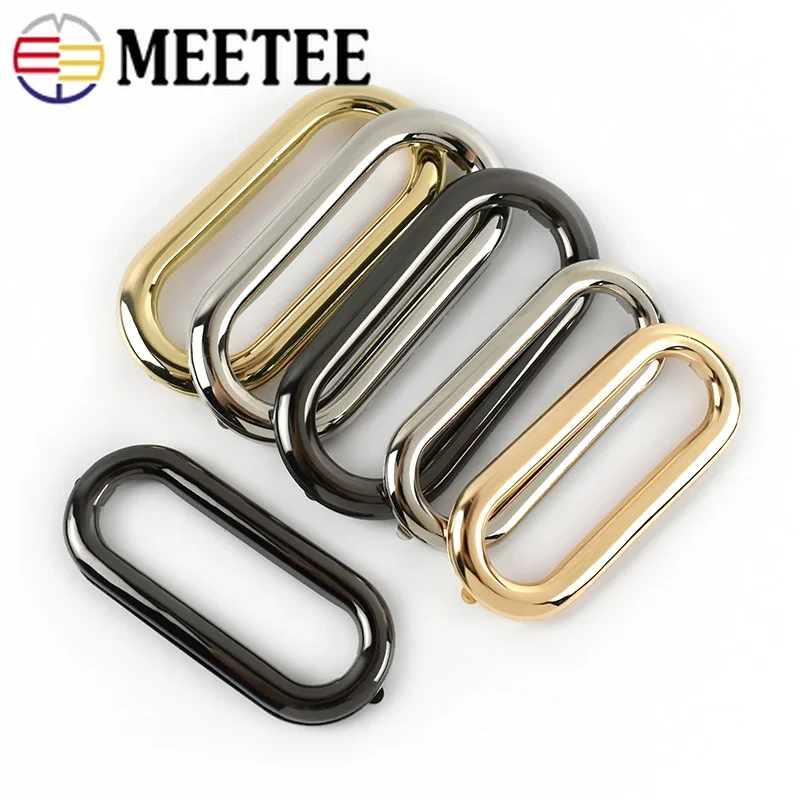 Meetee 2/4Pcs ID75mm/ID88mm Oval Rings Metal Handle Hook Bag Handles Bags Eyelet Frame Kiss Clasp Clutch Buckle DIY Accessories