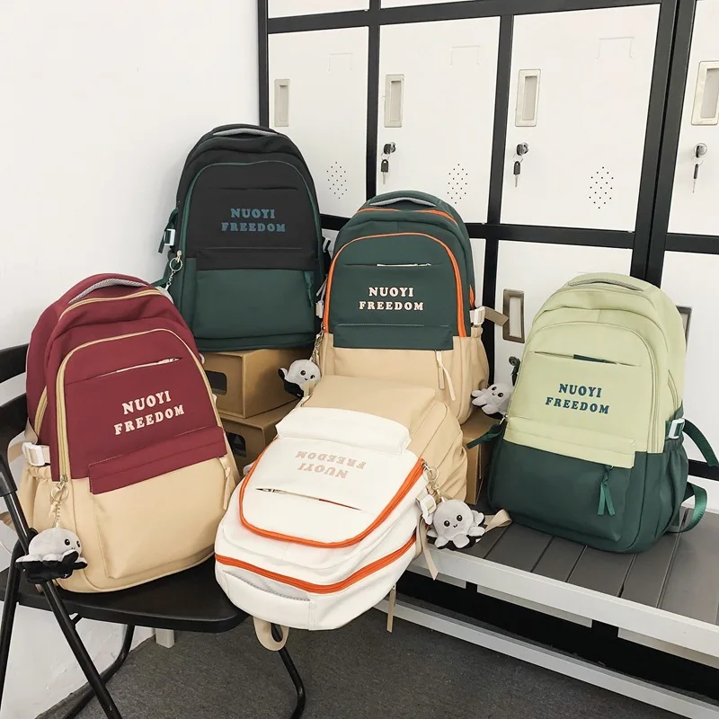 Women Nylon Cute Backpack Bear Female Student College School Bag Badge Girl Doll Backpack Kawaii Book Ladies Fashion Bags рюкзак