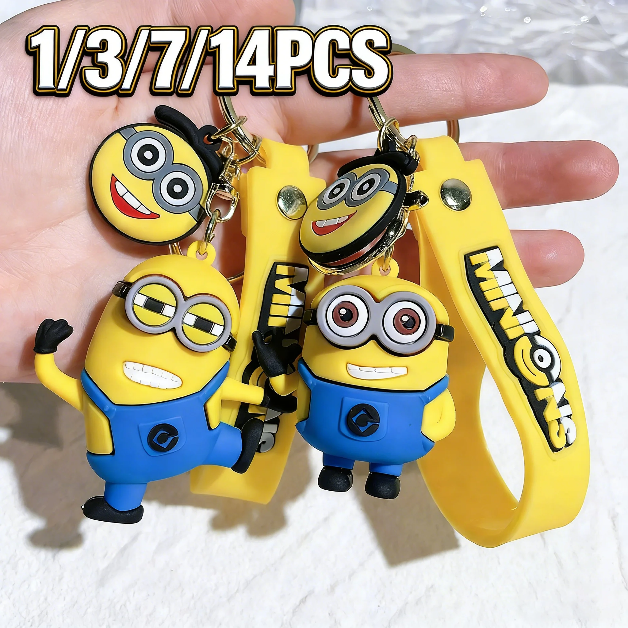 1/3/7/14 SZT. Nowe Popularne Breloczki Anime Minionki, Kreskówkowe Zabawki PVC dla Dzieci, Uroczy Brelok do Kluczy, Zawieszka do Torby Szkolnej, Brelok do Kluczy Samochodowych