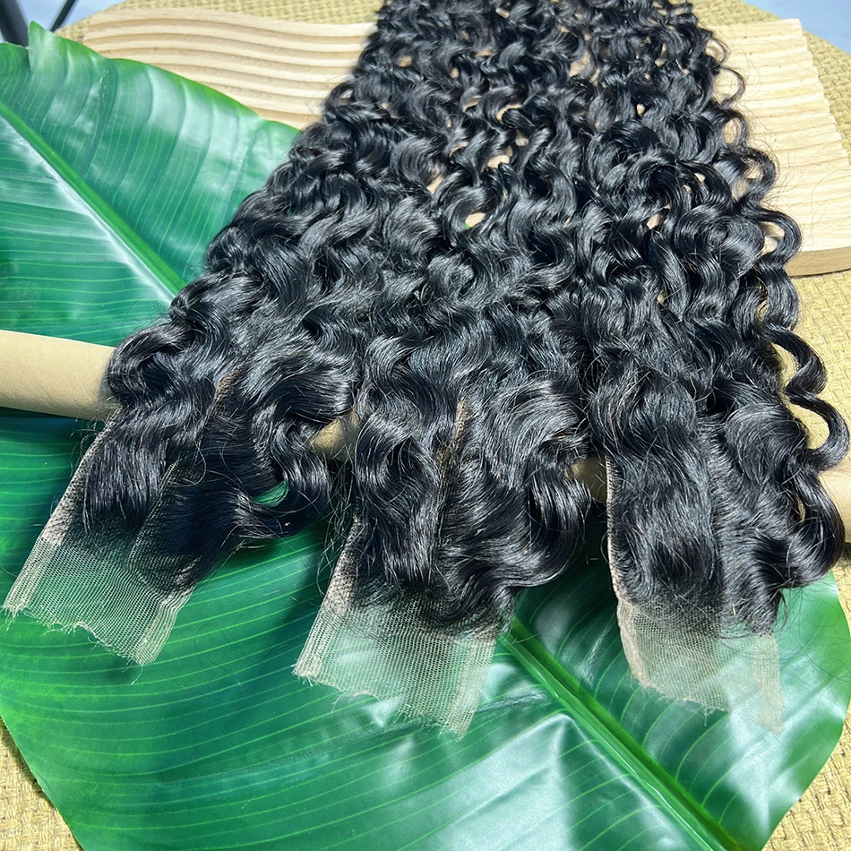 Water Wave 2x6 HD Lace Closure Human Hair Deep Parting Preplucked Bleached Knots Invisible Lace Natural Color Raw Hair For Women