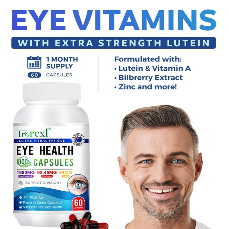 Trorexl Eye Vitamin & Mineral Supplement Contains Lutein, 60 gels