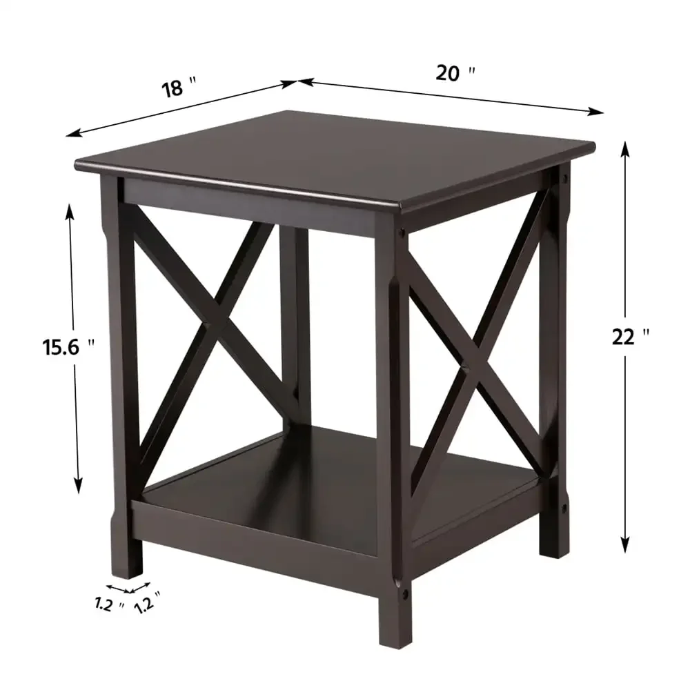 Modern Rectangular Wood End Table, Espresso Finish