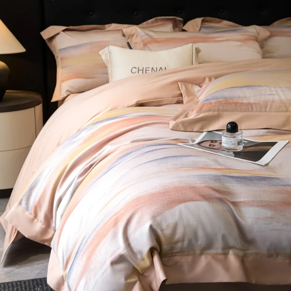Long-staple Cotton Pure Cotton Jacquard Thickened Warm Skin-friendly Embroidery Four-piece Set Quilt Cover Bed Sheet Pillowcase