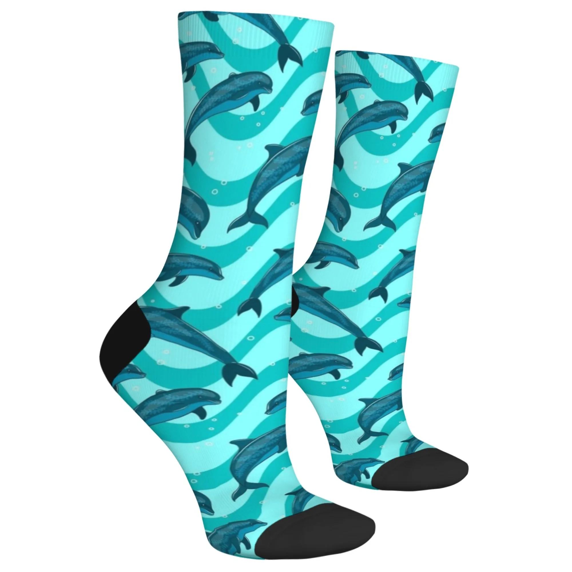 Happy Cute Dolphin Cartoon Socks Harajuku Style Novelty Funny Men's Socks Comfortable Non-Slip Casual Sports Fashion Socks Gift