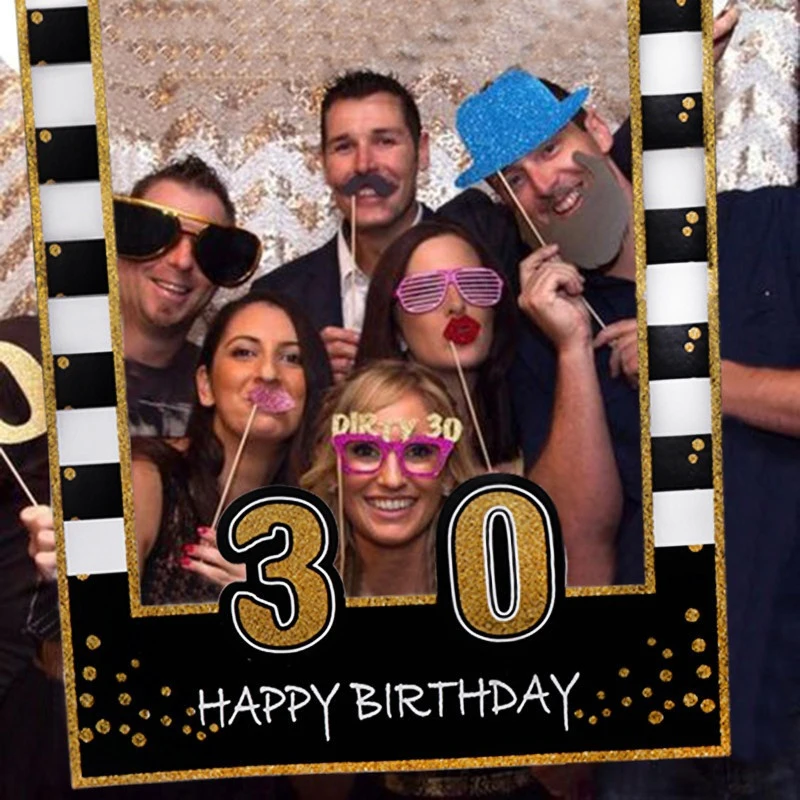 1/16/21/25/30/40/50/60th Birthday Photo Booth Paper Frame Kids Adult Happy Birthday Anniversary Party Photo Props Decorations