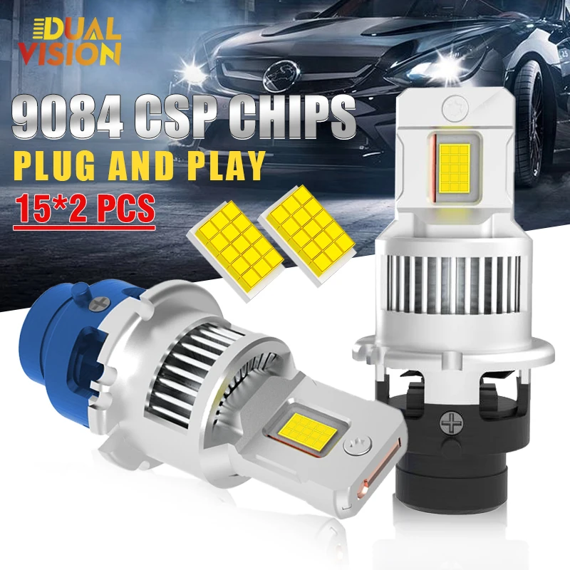 

D2S D4S Размер 1:1, светодиодные автомобильные фары, лампы HID D2R D4R, мощный 300 Вт, 30000LM, сменный комплект Xeon LED 9084 CSP Chips Plug&Play