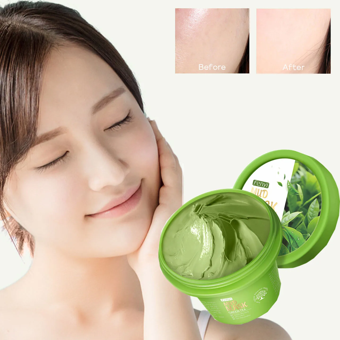

Green Tea Mud Mask Refreshing Moisturizing Refined Pore Deeply Cleanses Balancing Water and Oil Alleviating Acne Skincare