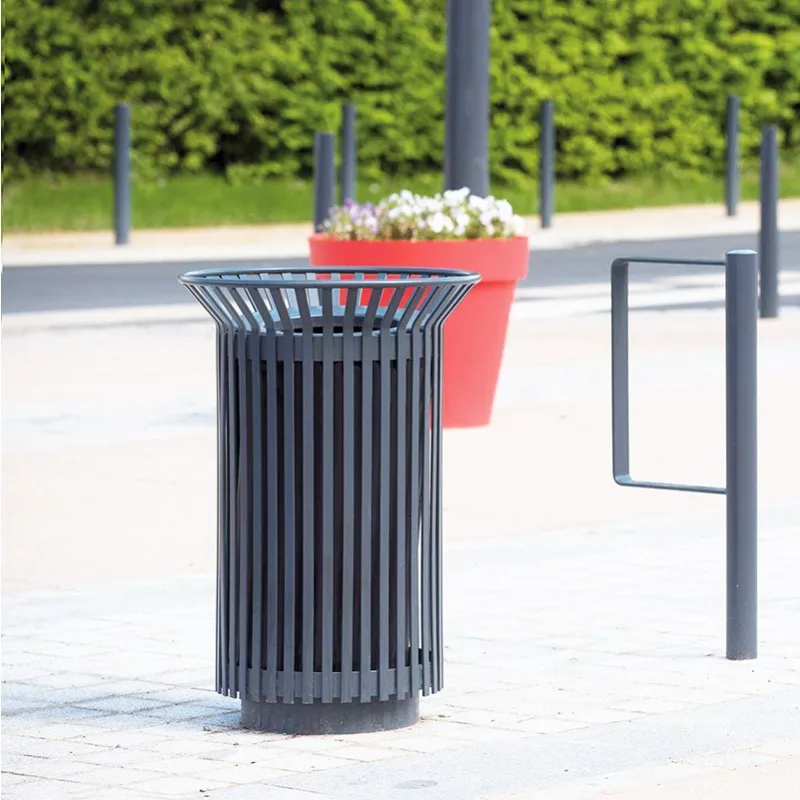 Factory custom open top public litter bin outdoor commercial trash can trash bin round garbage cans for public