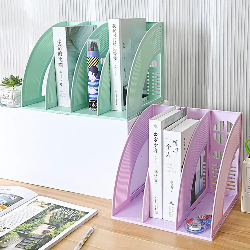 

Durable Morandi Color Bookends Double Side Handles Desk Organizer Divided Book Stand Tabletop File Holder for Student Office