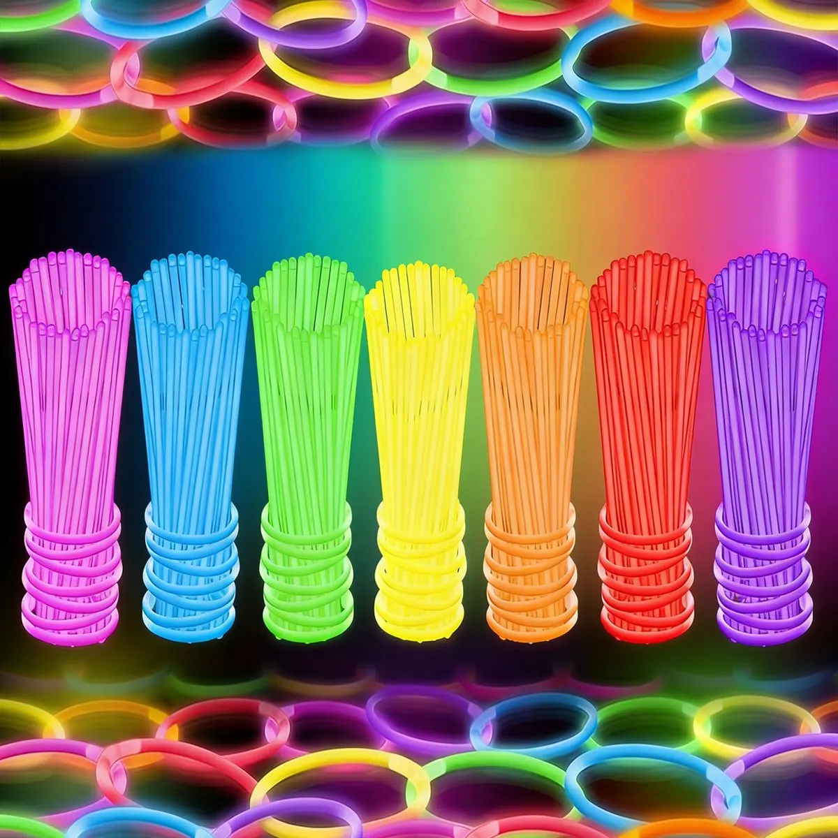 64 Palitos Luminosos de 8 Pulgadas con Conectores - Paquete de Artículos Fluorescentes para Fiestas, Set de Pulseras y Collares DIY ZSY