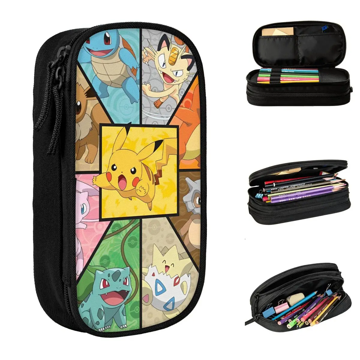 Pokemon Pikachu Anime Pencil Cases Cute Cartoon Game Pencil Box Pen Student Big Capacity Bag Students School Cosmetic Stationery