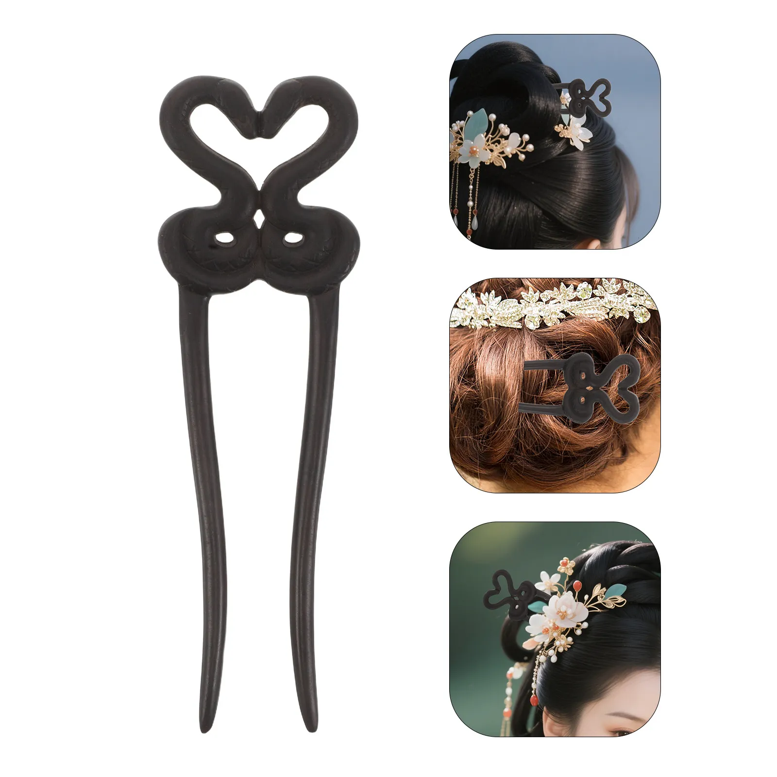 

Black Ebony Stick U-Shaped Chignon Pin For Women Sandalwood Bun Maker French Twist Updo Hair Fork Wooden Hair Accessories