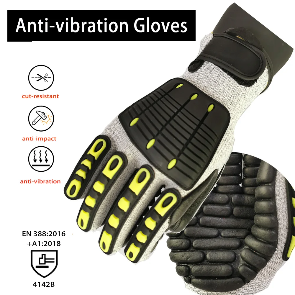 Yingzhao Anti Vibration Work Gloves Shock Proof Impact Reducing Safety Protection Miner Protective Cut Resistant for Worker