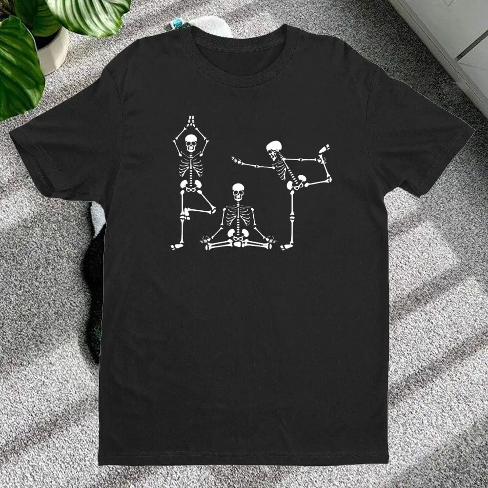 Skeleton Yoga Cotton T-shirt Skeleton Shirt Yoga Tee Workout Tops Yoga Lover TShirt Meditation Tees Yogi Shirt Funny Gift