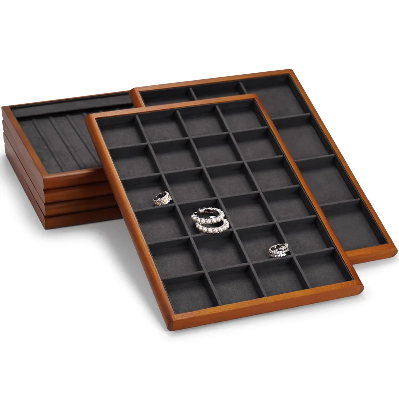 High-end solid wood jewelry storage tray, ring necklace, earrings, bracelet display tray, jewelry tray.