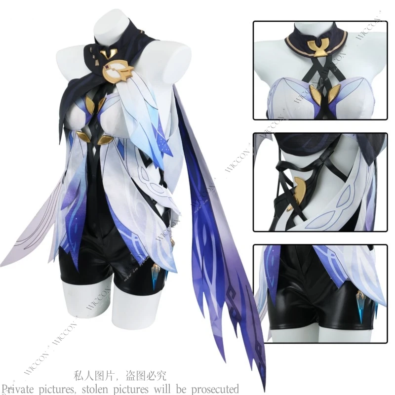 Skirk Genshin Impact Anime Game Cosplay Costume Wig Dress Uniform Headwear Swordswoman Tartaglia's Master Girls Women Halloween