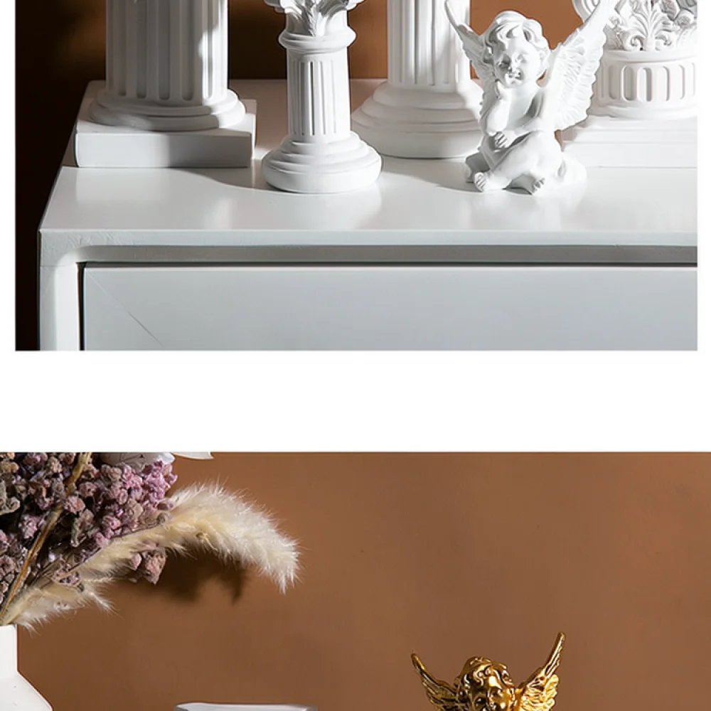 Nordic Resin Angel Figurine Roman Pillar Sculpture Home Ornament Desktop Decoration Classical Miniature Statue Art