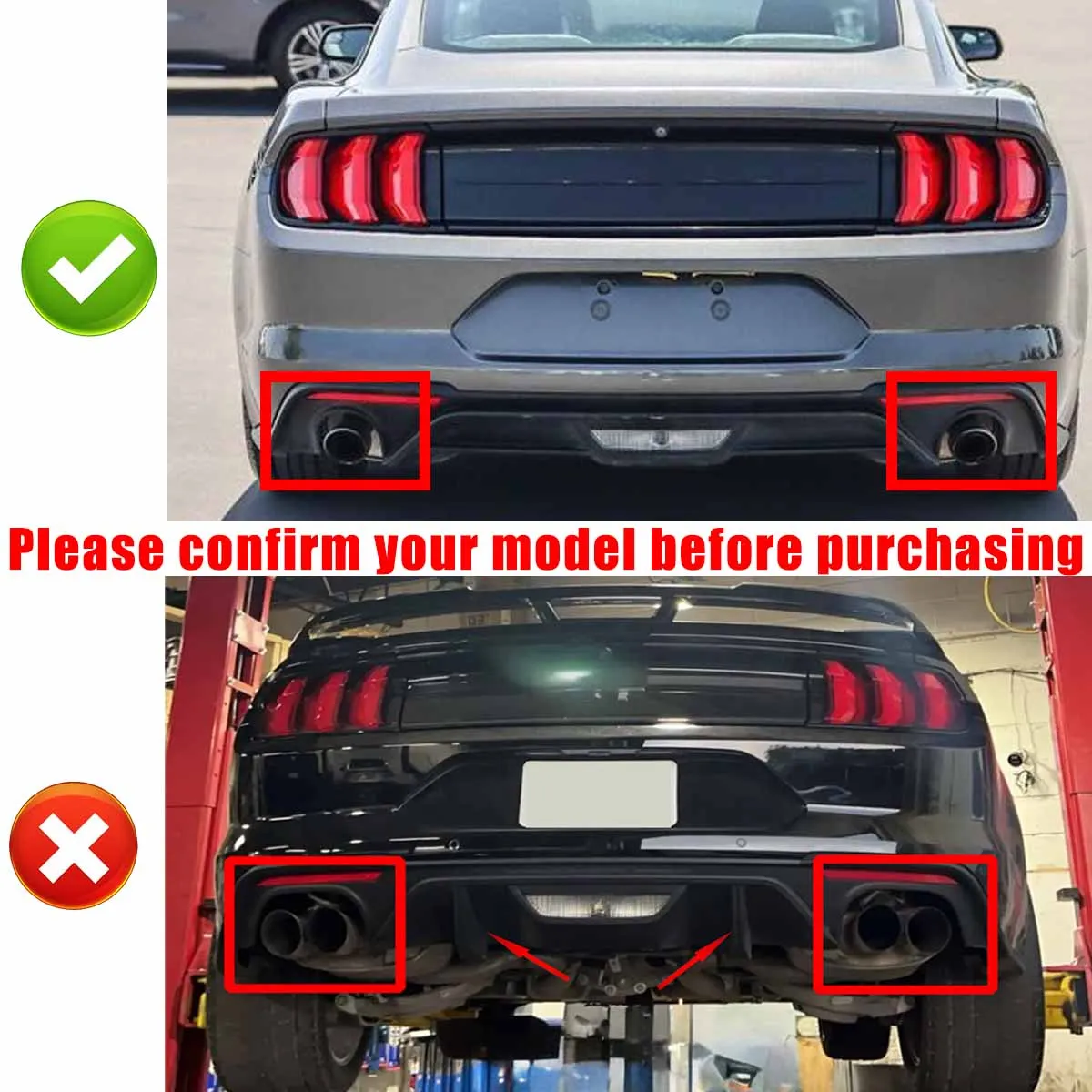 Rear Bumper Diffuser For Ford Mustang EcoBoost GT V6 2015 2016 2017-2023 Car Accessories Body Kit Spoiler Splitter Black