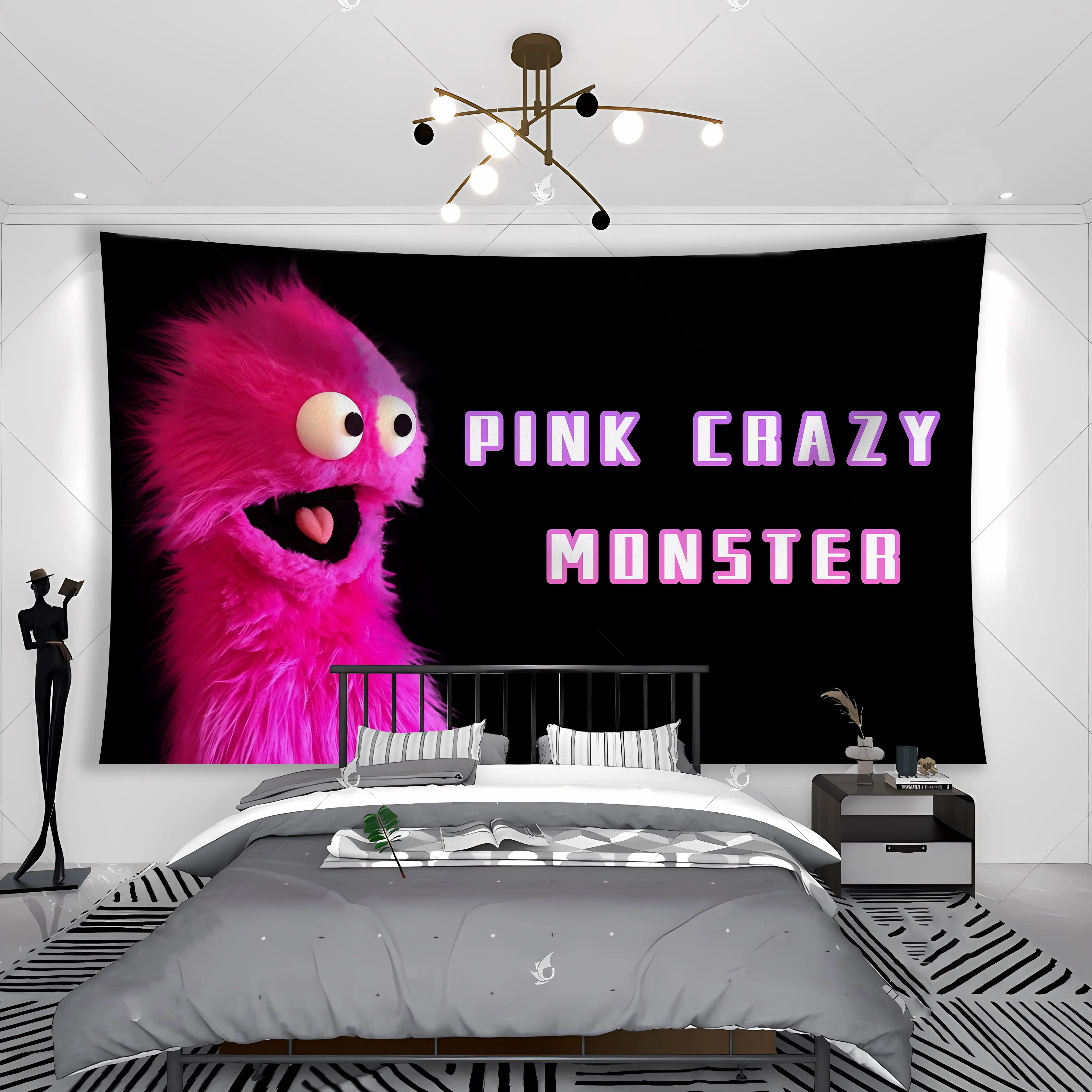 

Cute Pink Monster Funny Meme College Room Dormitory Party Decoration Tapestry Sofa Blanket