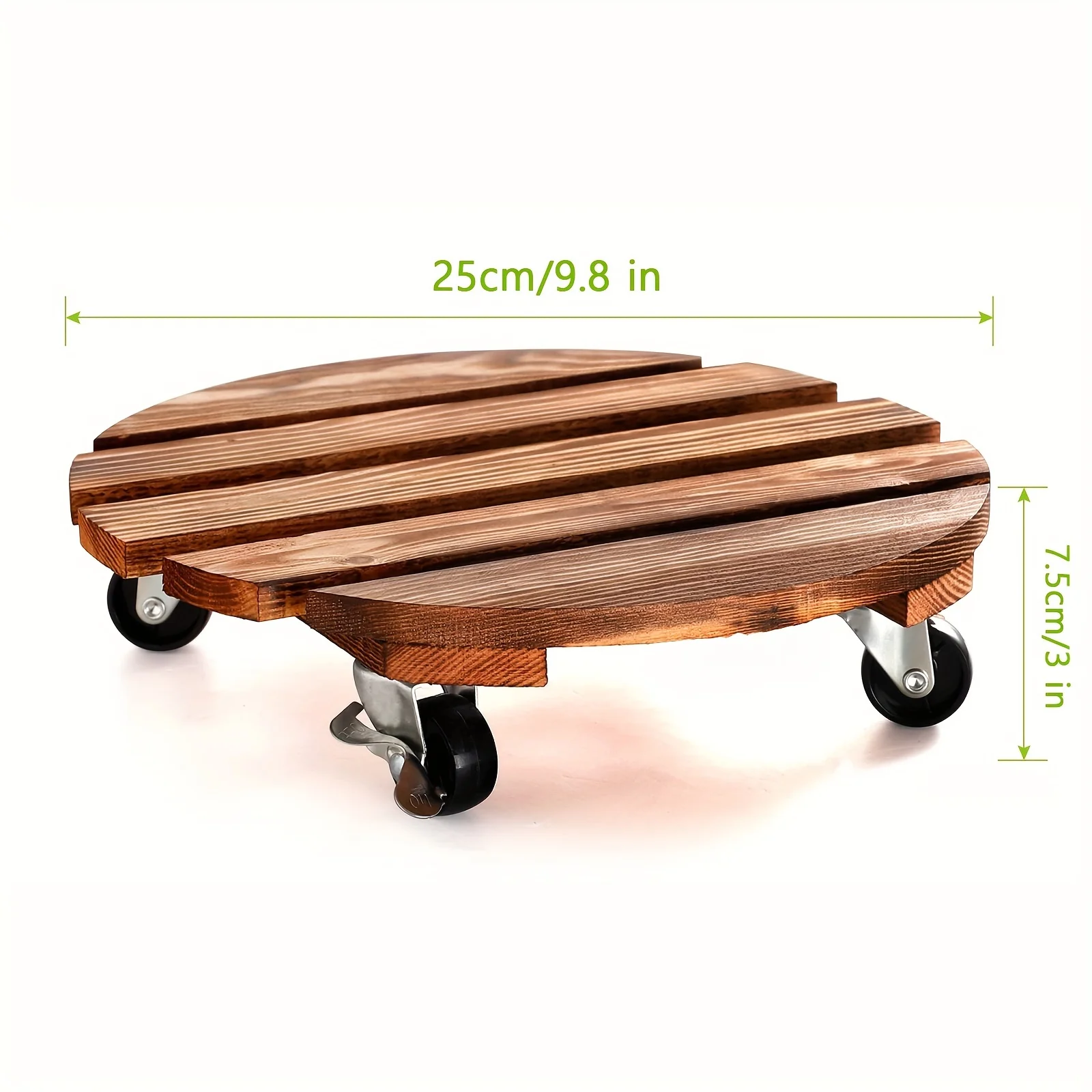 Heavy‑Duty Round Plant Cart With Lockable Metal Wheels, Practical Plant Rack For Indoor And Outdoor Plant Display Use