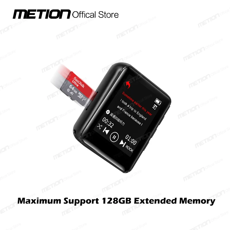 Mp3音楽プレーヤー,Bluetooth,1.8インチ,タッチスクリーン,MP4プレーヤー,歩数計,アラーム付き