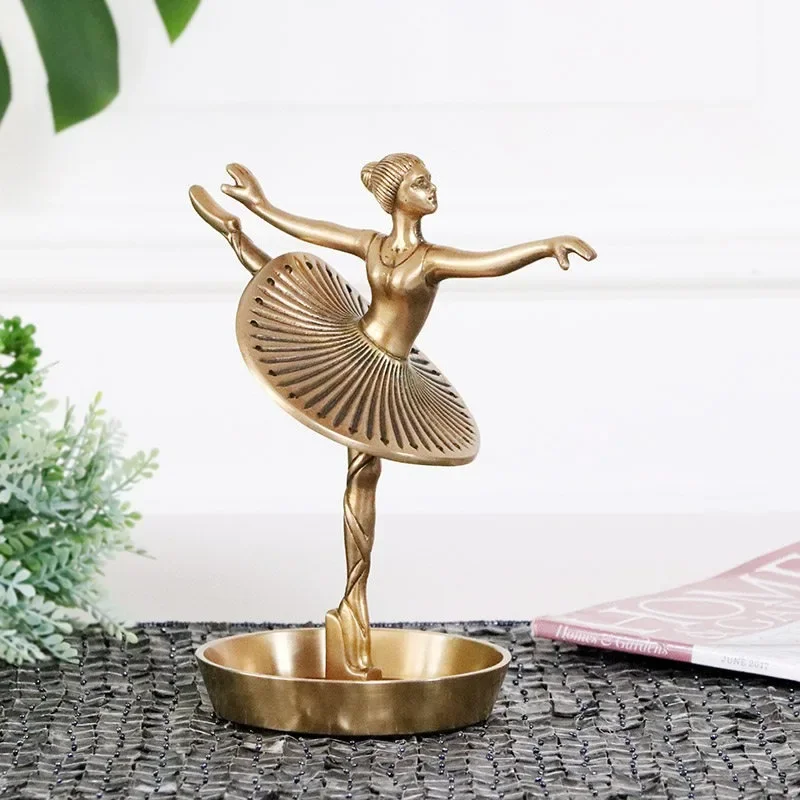 Nordic American style imported brass retro ballet dancer jewelry rack display stand copper jewelry storage ornament