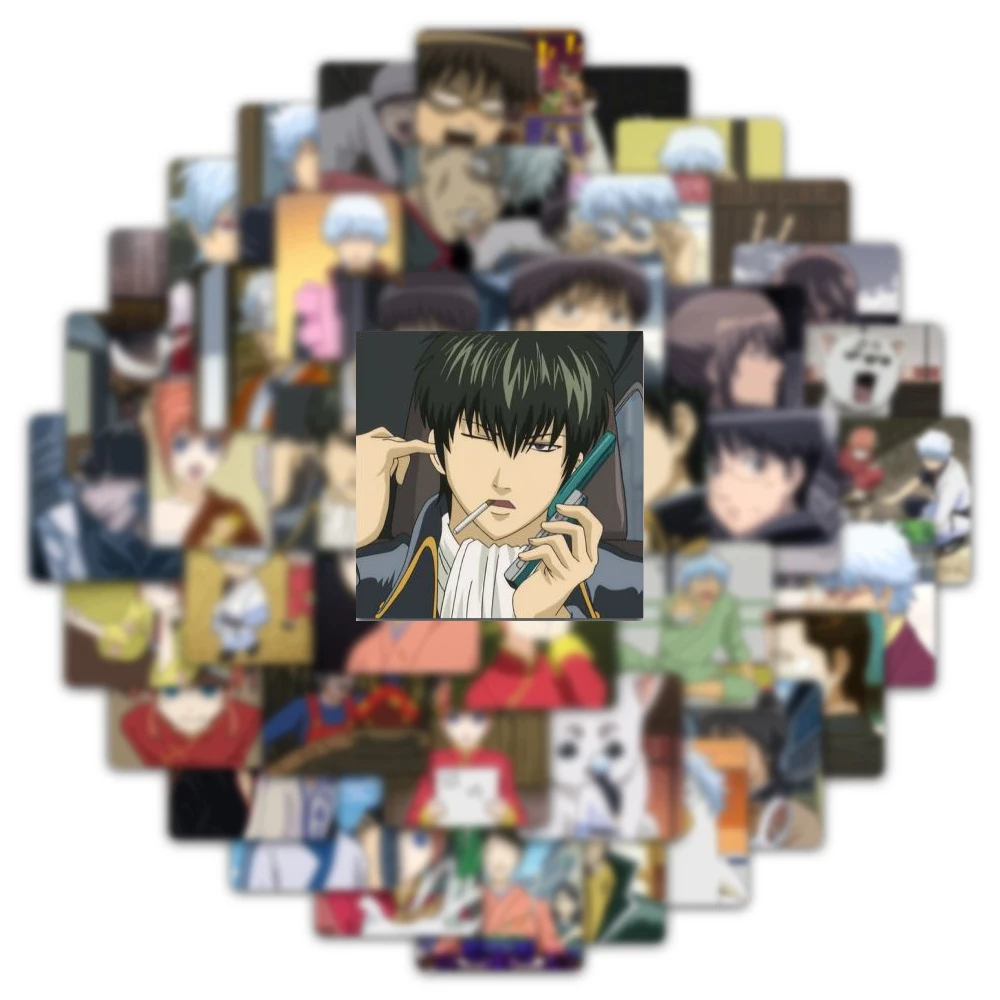 Anime Adesivos de Sakata Gintoki, Shimura Shinpachi, Gintama, Adesivos para Skate, Mala, Telefone, Decalques Okita Sougo, 10 PCs, 30 PCs, 59PCs