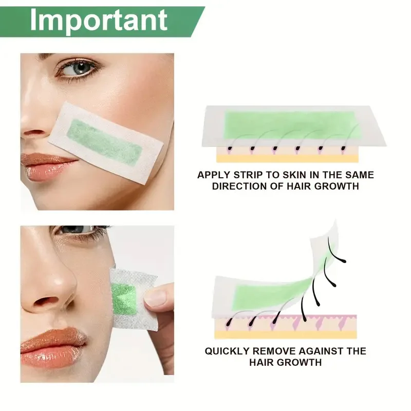 10stick Facial Summer Professional Hair Removal Wax Paper 15 Sheets Lip Sticker Ladies Face Non-Permanent Mustache Lip Hair