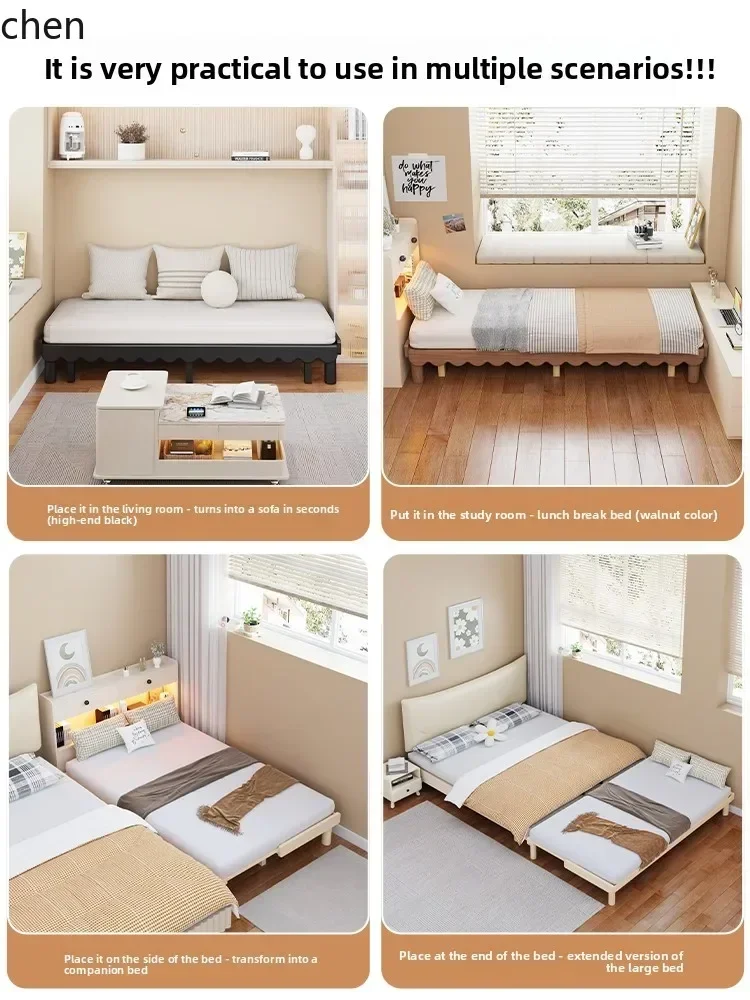 HYS Apartment Solid Wood Pull-out Extendable Bed for Second Bedroom,  Guest, Multi-functional Single Bed without Headboard