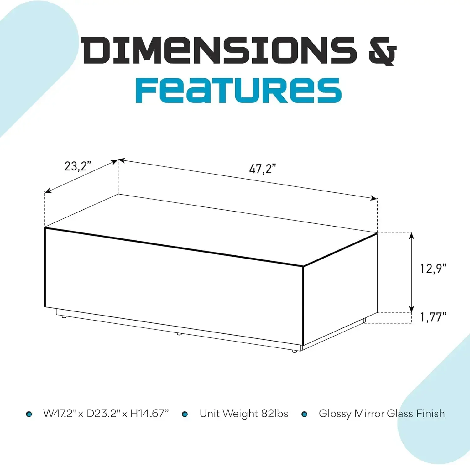 SONOROUS Premium Tempered Glass Coffee Table - Fingerprint Resistant Luxury Center Table for Living Room - High Gloss