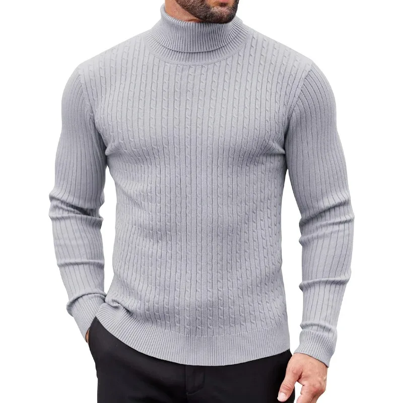 لعبة الحيوان في الهواء الطلق عالية الرقبة سترة الرجال الباردة بلوزة البلوز تريكو الدافئة عادية الياقة المدورة البلوز الصوفية الشتاء القمم #4