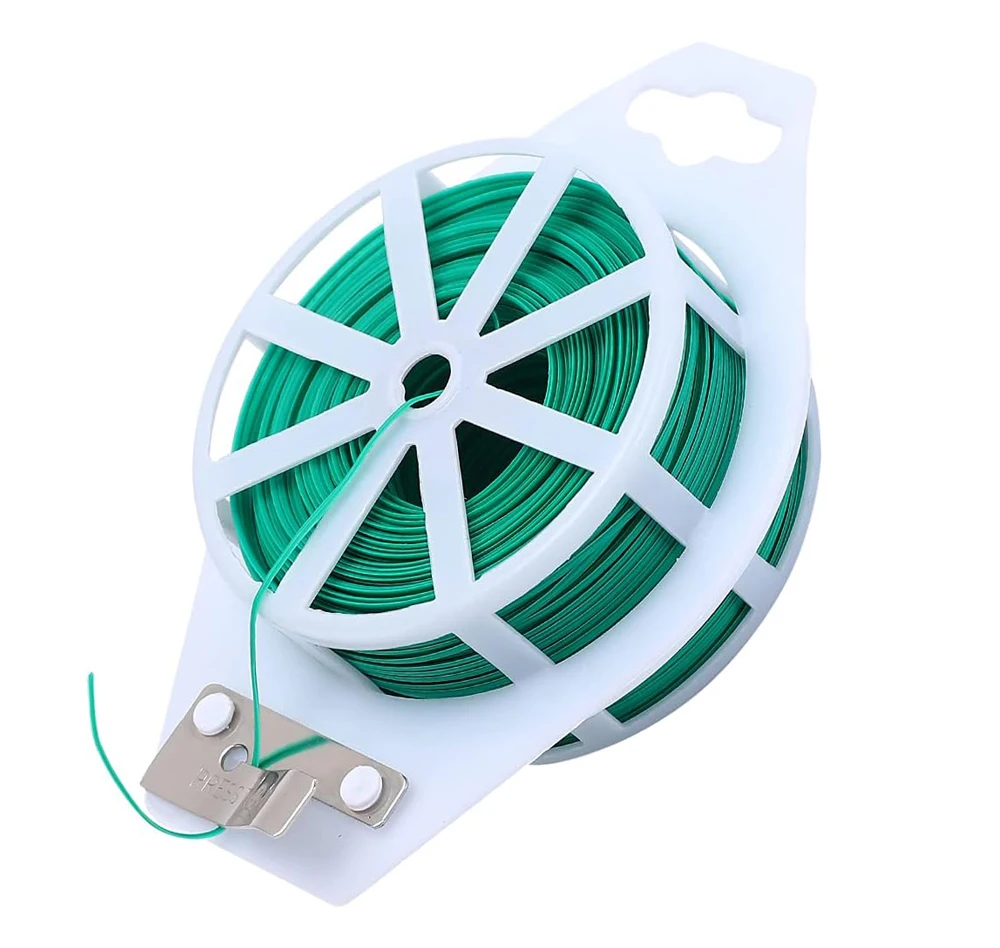 98/164/328ft Green Twist Tie with Cutter Garden Twine Support Ties for Gardening Plants Growth, Office Home Cable Organization