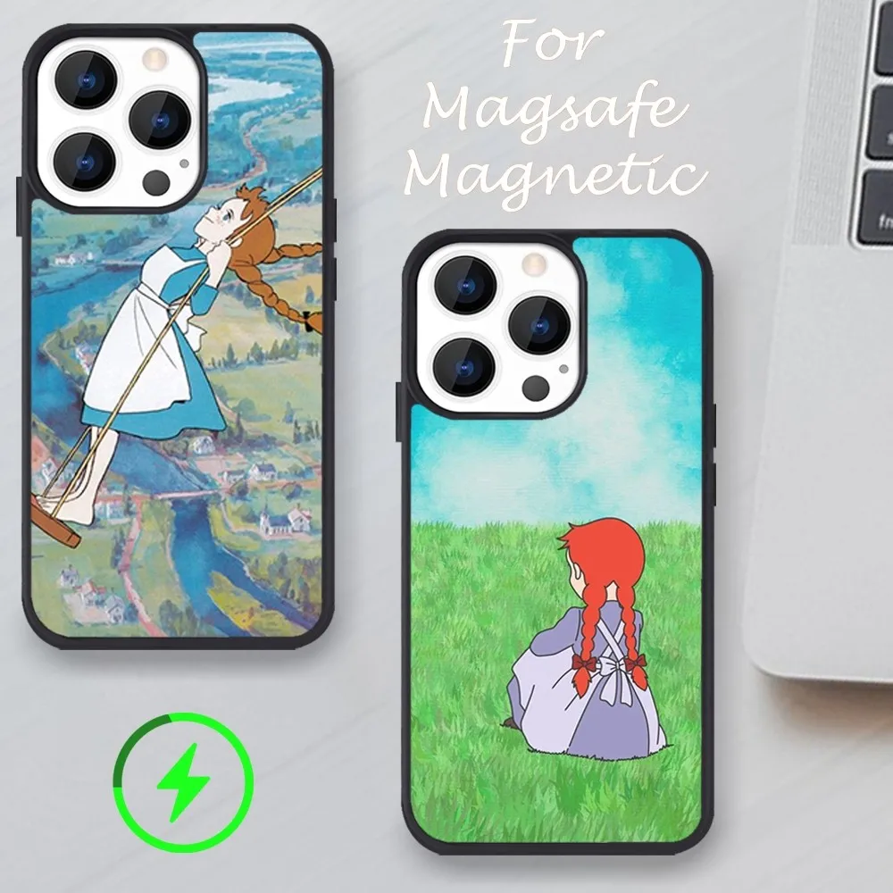 A-Anne of Green Gables Anne Shirley Phone Case For iPhone 11 12 13 14 15 Pro Max Plus Mini X Magsafe Magnetic