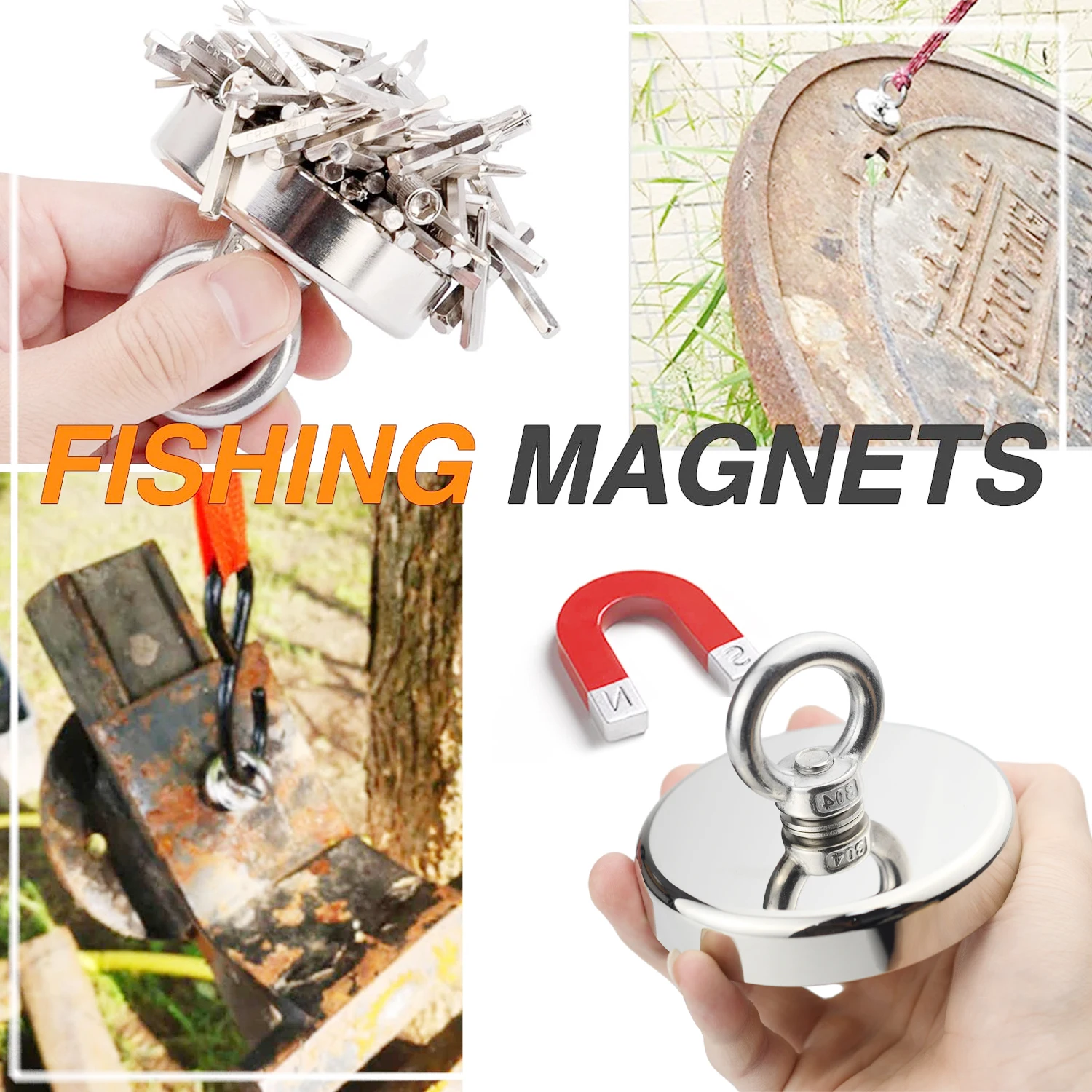 Superstarker Neodym-Angelmagnet, Haken N52, robuster Magnet mit Senkloch, Ringschraube, 16–42 mm, Bergungssucher-Magnete – Detail 6