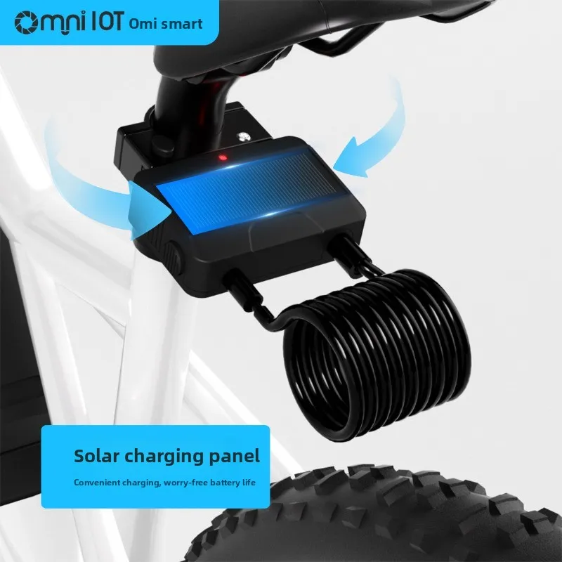New Trend Anti Thft Alarm Long Battery Life Solar Panel Smart Cycle Bluetooths Cable Lock for Electric Hybrid Bike
