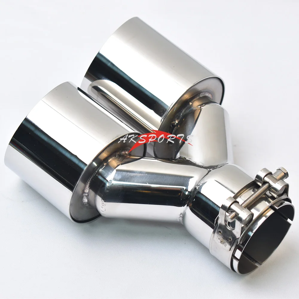 Simgle Layer Dual  Exhaut Pipe Universal Left Or Right Side Double Shinny Stainless Steel Car Muffler Tip