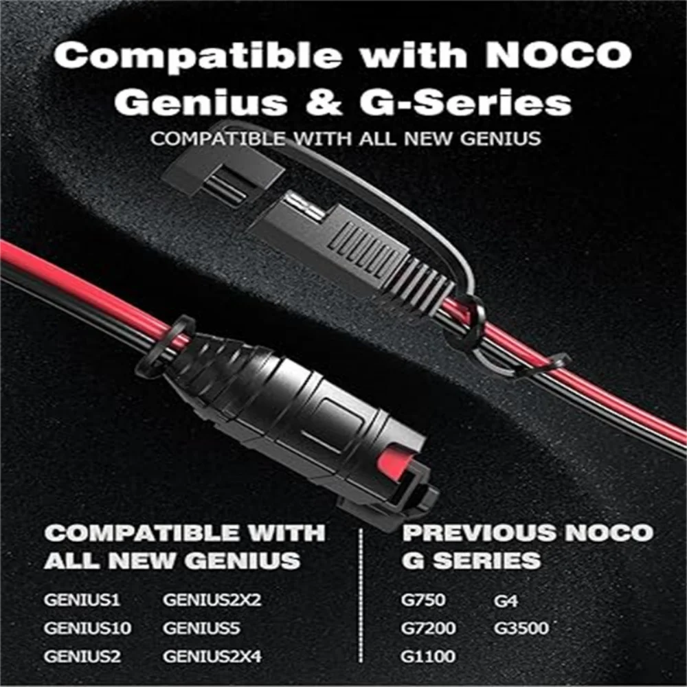 NOCO Genius Intelligentes Batterieladegerät SAE-Verlängerungskabel, 20A Sicherung 14AWG Hochleistungs-Wasserdichter Stecker SAE-Anschlusskabel – Detail 4