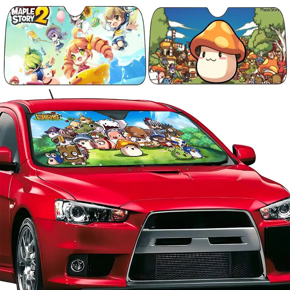 M-maplestory jogo carro pára-sol cortinas pára-brisas janela dianteira viseira 70x130cm viseira de sol solar proteger xadrez presente novidade carro