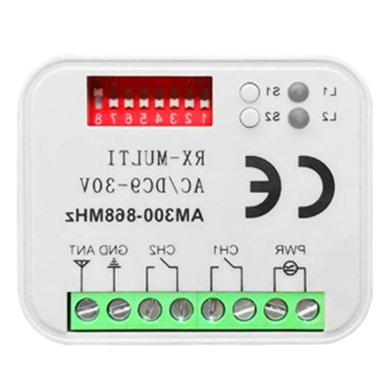 IDUD Remote Control Receiver Universal Garage Door 2CH Relay Rolling And Fixed Code& Learning Code Controller