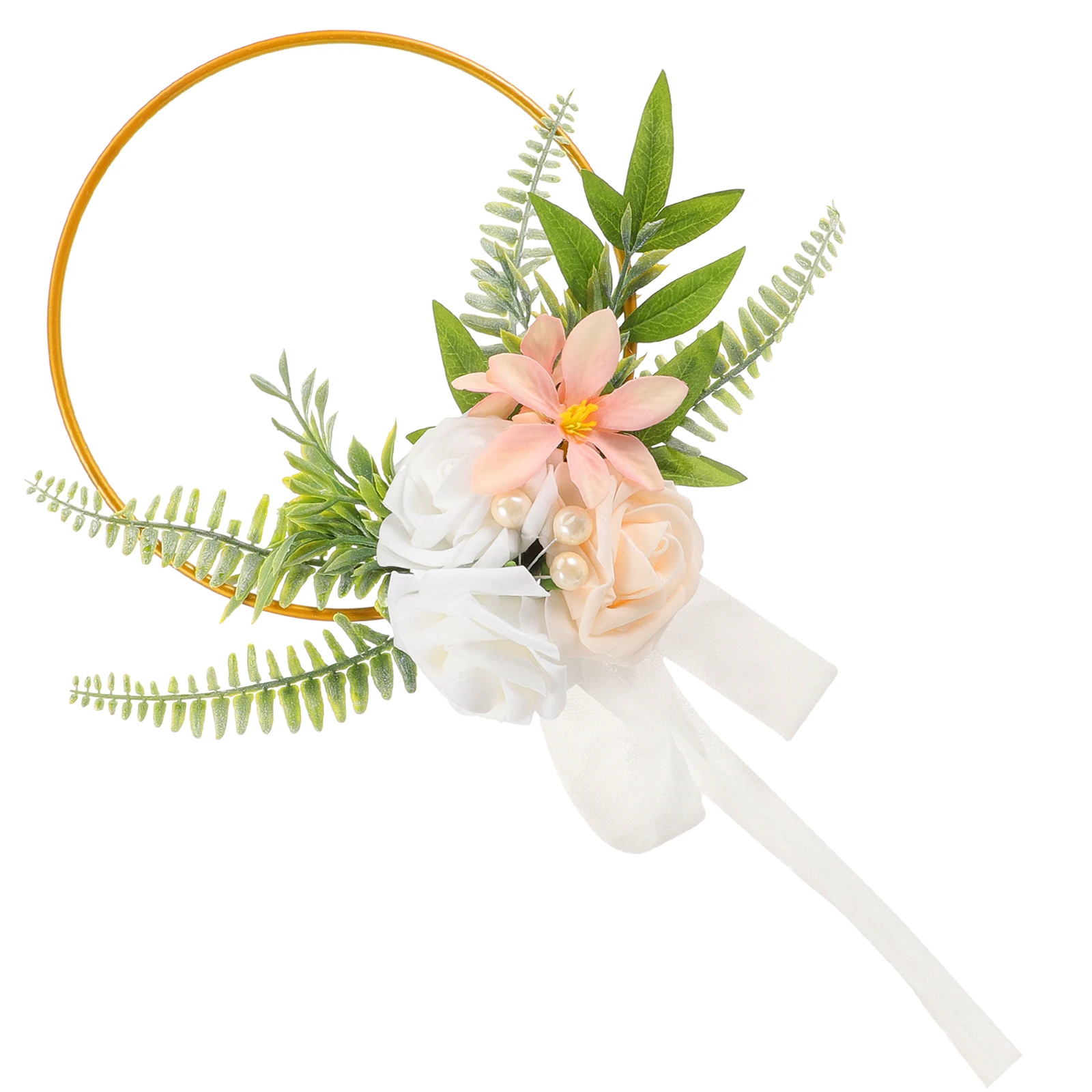 

Metal Floral 5724 Milk Bridal Wedding Hoop Wreath Artificial Bouquet Wedding Decor Centerpiece