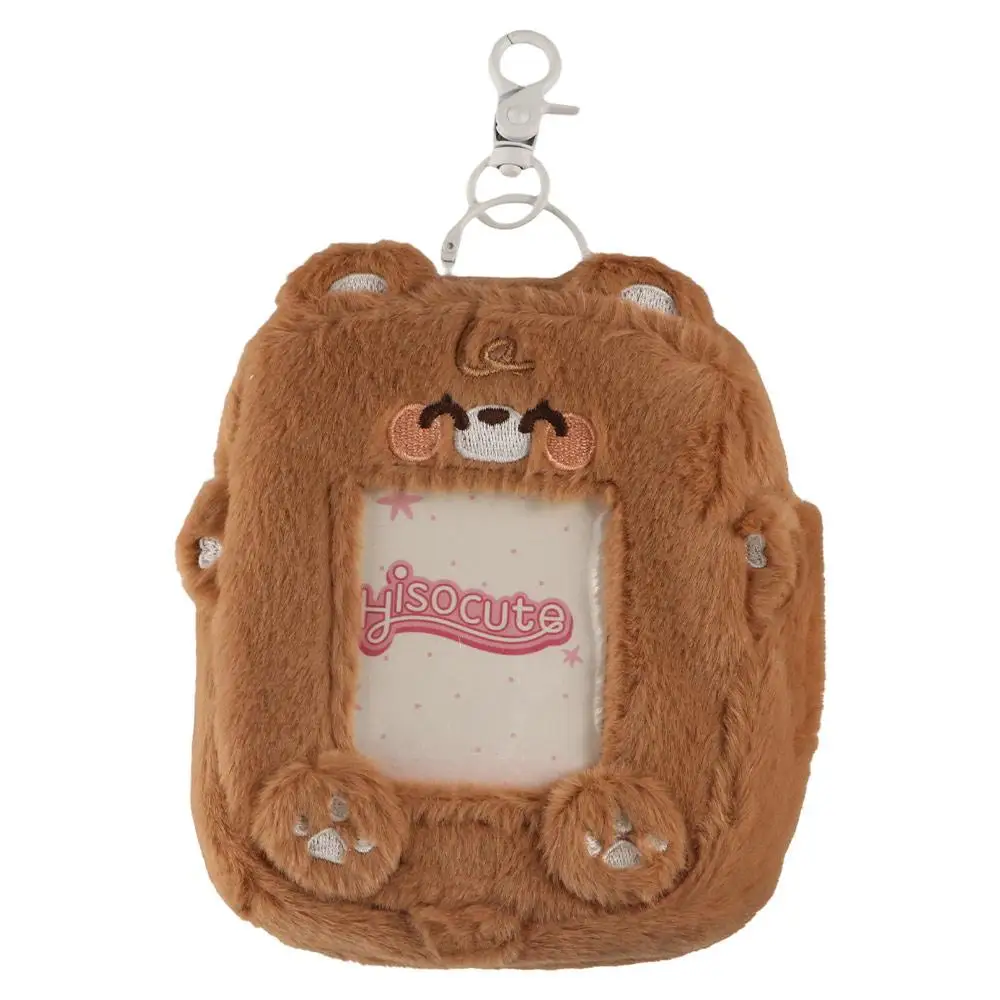 Hollow Photo Frame Cartoon Photocard Holder Soft Stuffed Dolls Card Sleeve Plush Cartoon Key Chain Cat Frog Plush Coin Purse