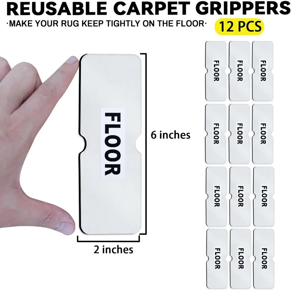 Carpet non-slip gripper, reusable and washable double-sided carpet tape pads, strong adhesive gripper for area carpets