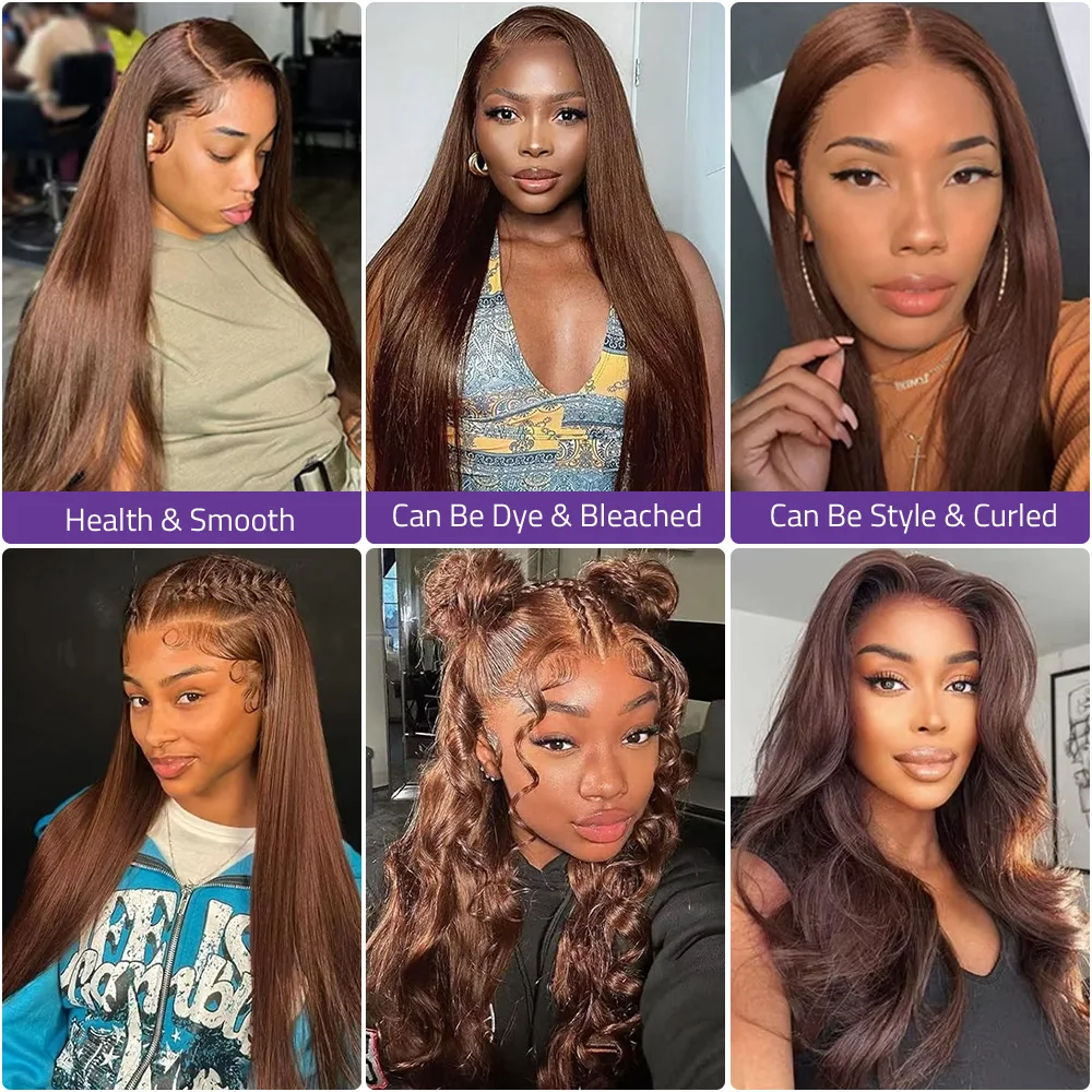 13x4 13x6 شفاف HD الدانتيل أمامي باروكة من شعر طبيعي قبل قطعها 36 بوصة الشوكولاته البني العظام مستقيم الدانتيل الجبهة الباروكات البرازيلي