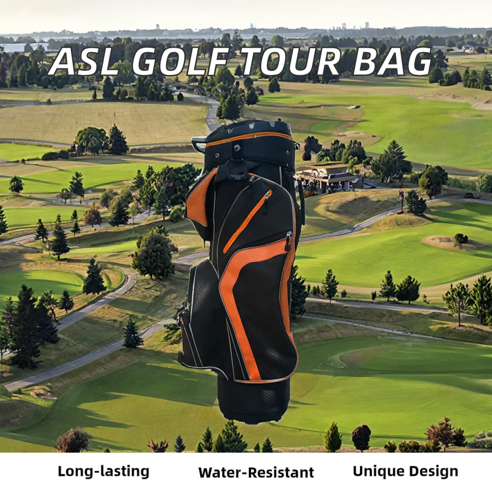 GOLF Luxury PU Leather Waterproof Golf Cart Bag OEM Brand Custom Logo Stand 14 Divided Durable Features Black Tour Staff