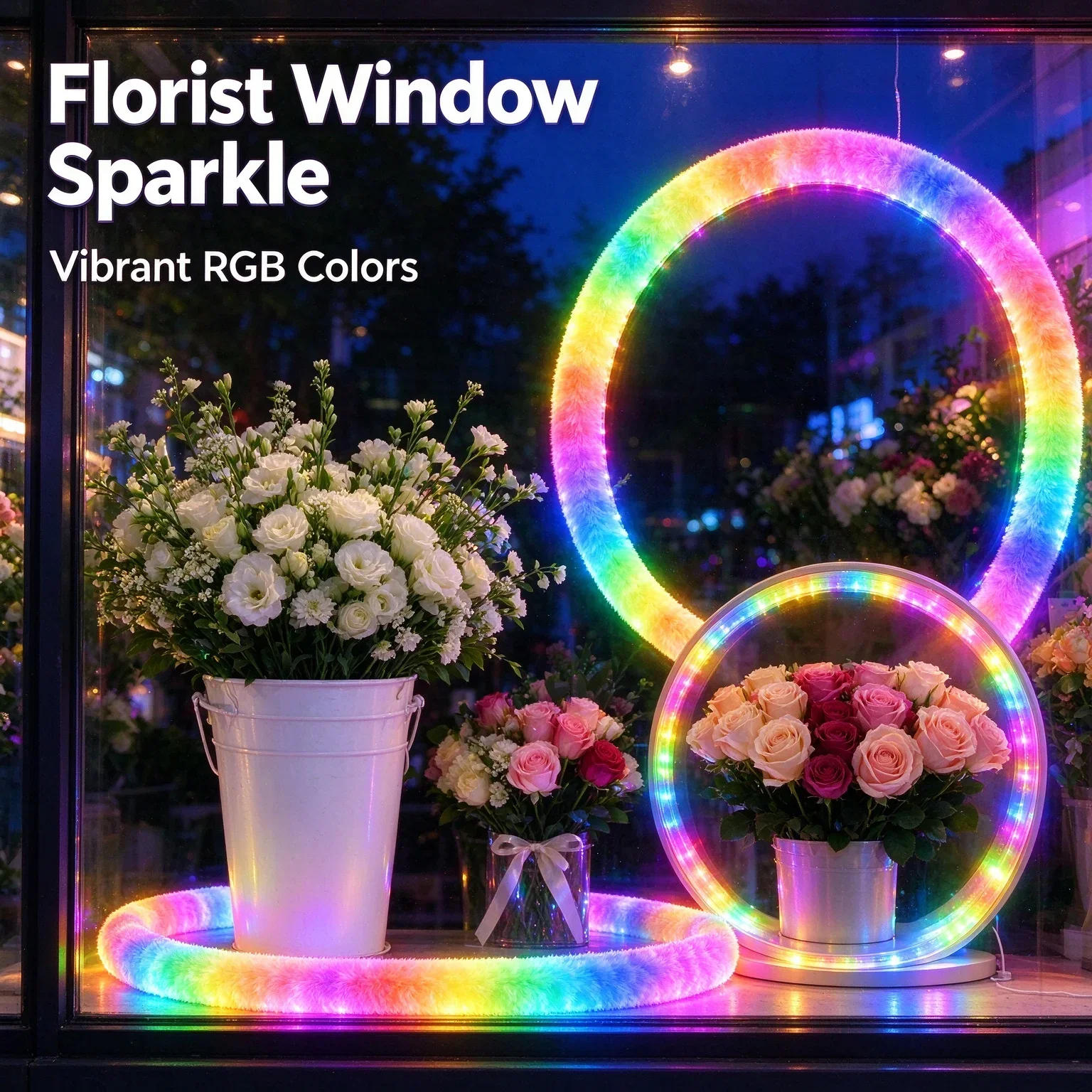 RGB Neon Strip Lights, 360° Round Dragon Scale Woven Flexible LED Tube 44 Key Remote Running Chasing for Home Party Room Decor